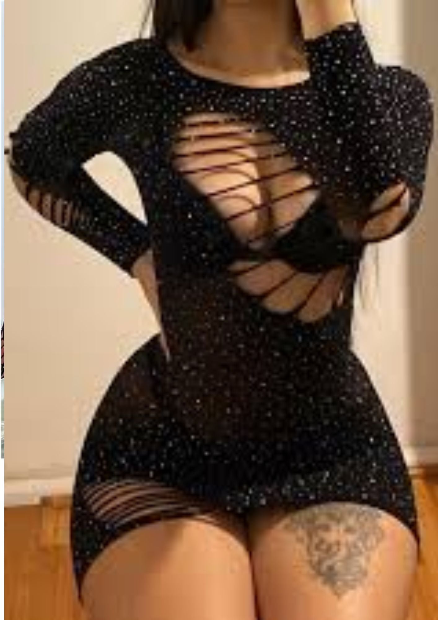 VESTIDO MALLA BRILLOS